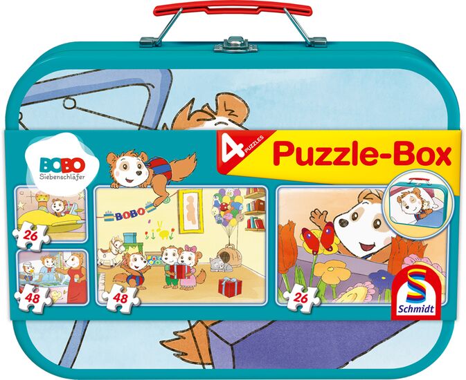 Packshot des Produkts - Bobo Siebenschläfer, Puzzle-Box im Metallkoffer