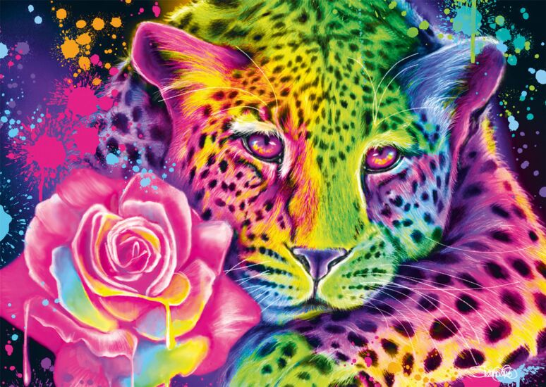 Neon Rainbow Leopard, 1000 pcs - 58514 - Schmidt Spiele