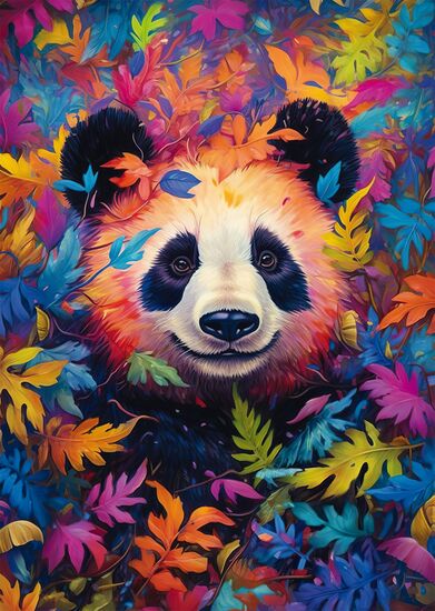 Product motif - Panda in a rainbow-coloured forest, 1000 pcs