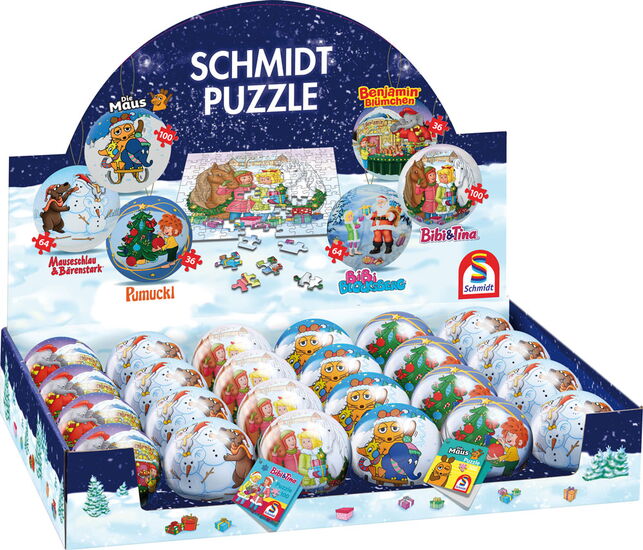 Motiv des Produkts - Weihnachtskugeln mit Kinderpuzzles, 36, 64 und 100 Teile, sortiert, 6x4 Stück im Display