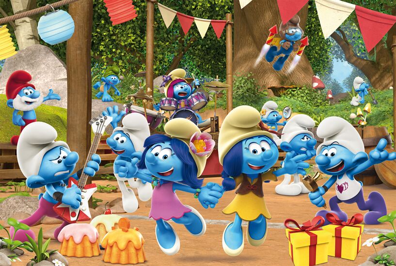 Motiv des Produkts - Verschlumpfte Party, 100 Teile, mit Add-on