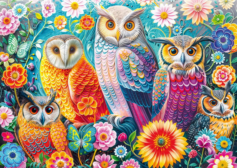 Product motif - Owls and flowers, 1000 pcs