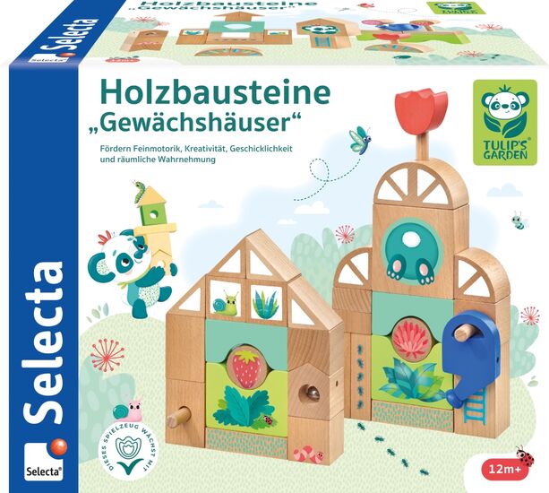 Packshot des Produkts - Holzbausteine Gewächshäuser, 34 Teile