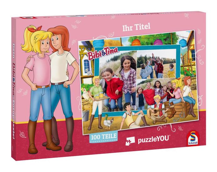 Packshot des Produkts - Kinderpuzzle mit eigenem Foto Bibi & Tina "Auf dem Martinshof" Collage (quer) – 48, 100 oder 200 Teile