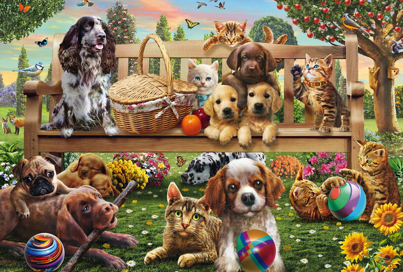 Motiv des Produkts - Gartenpicknick für Hund und Katze