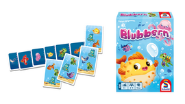Spielkarten und Produktverpackung von Blubbern