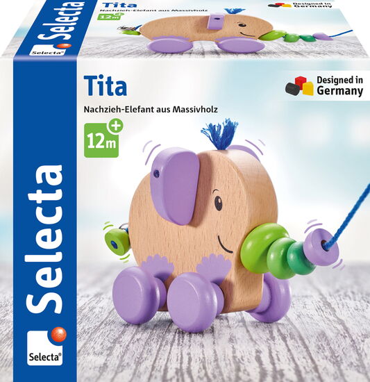 Packshot des Produkts - Tita, Nachzieh-Elefant, 14cm