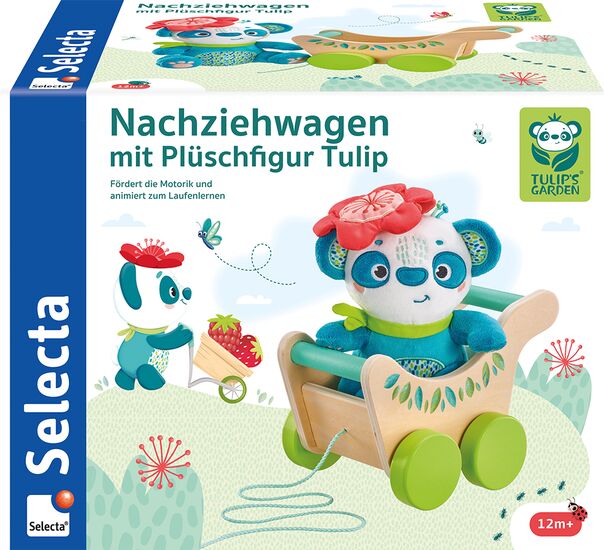Packshot des Produkts - Nachziehwagen mit Plüschfigur Tulip, 21cm